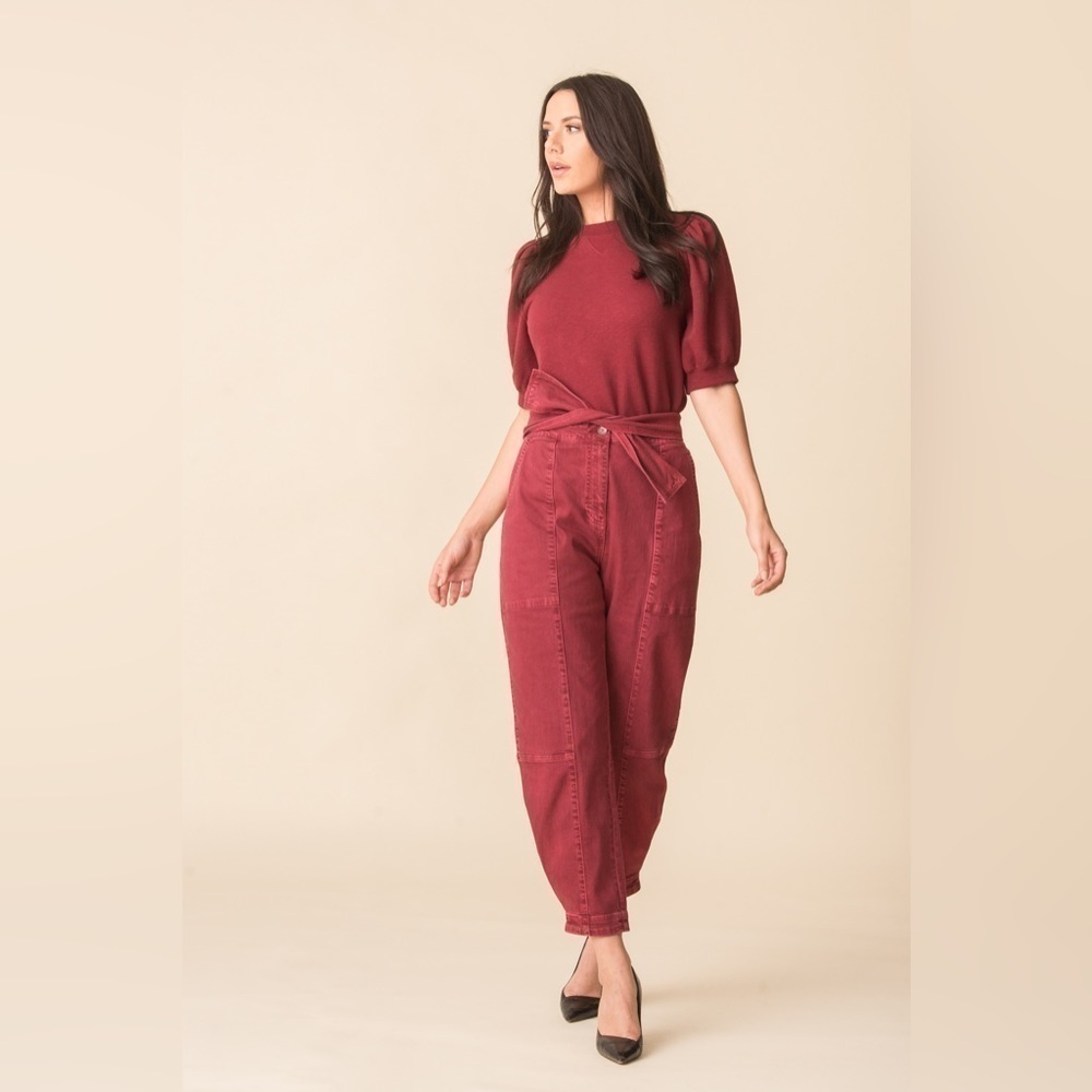 Ulla Johnson Women’s Storm Belted Jeans in Syrah Paperbag Colored Denim Size 4